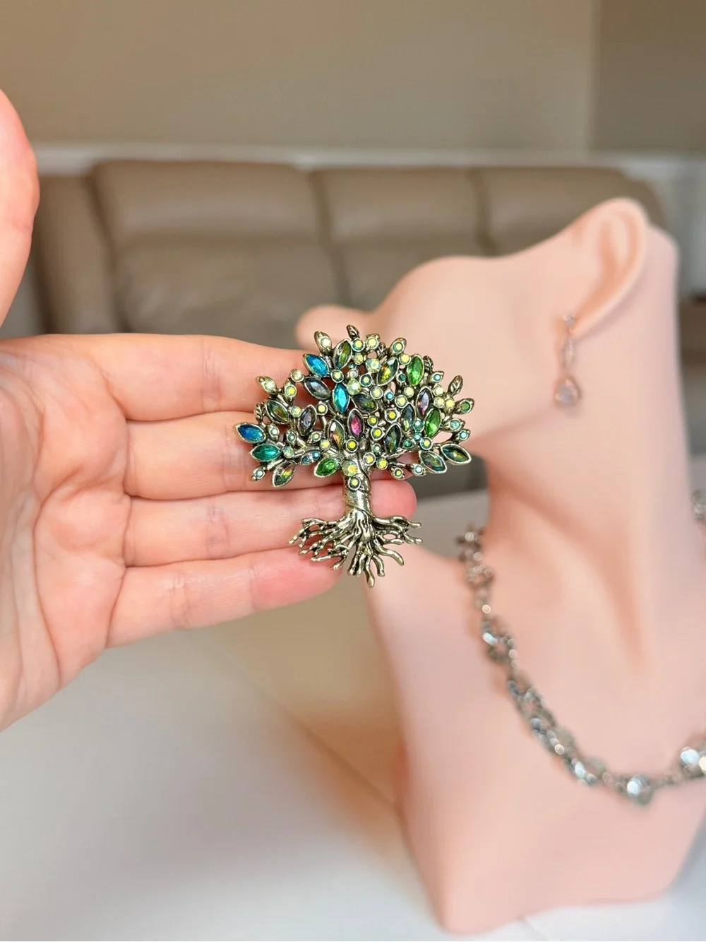 Vintage Style Tree of Life Brooch Pin